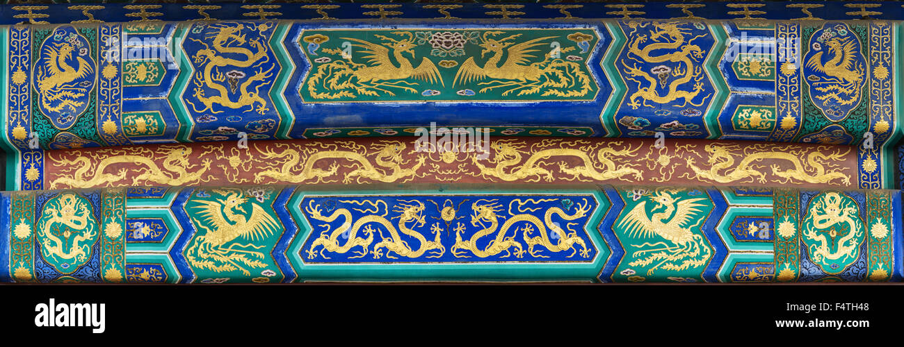 Wand Dekoration Fragment, Himmelstempel, Peking, China Stockfoto