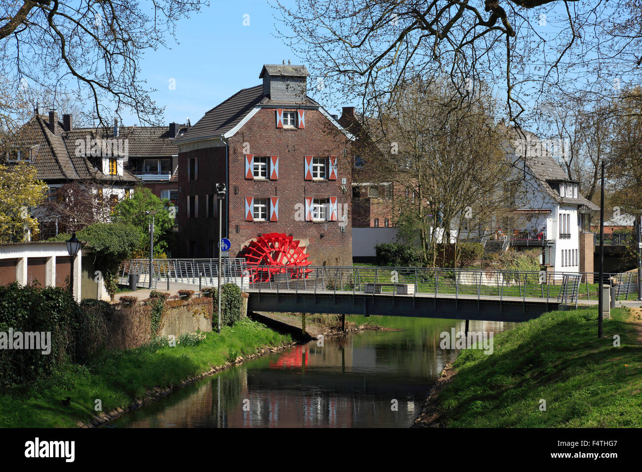 Deutschland, Europe, North Rhine-Westphalia, Goch, Susmühle, Niers, Wasserrad, Bach, Stockfoto