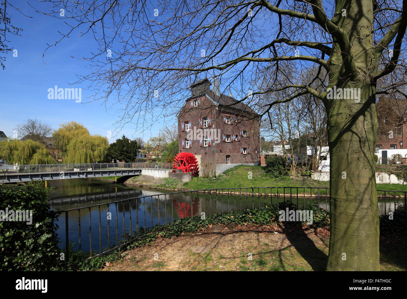 Deutschland, Europe, North Rhine-Westphalia, Goch, Susmühle, Niers, Wasserrad, Bach, Stockfoto