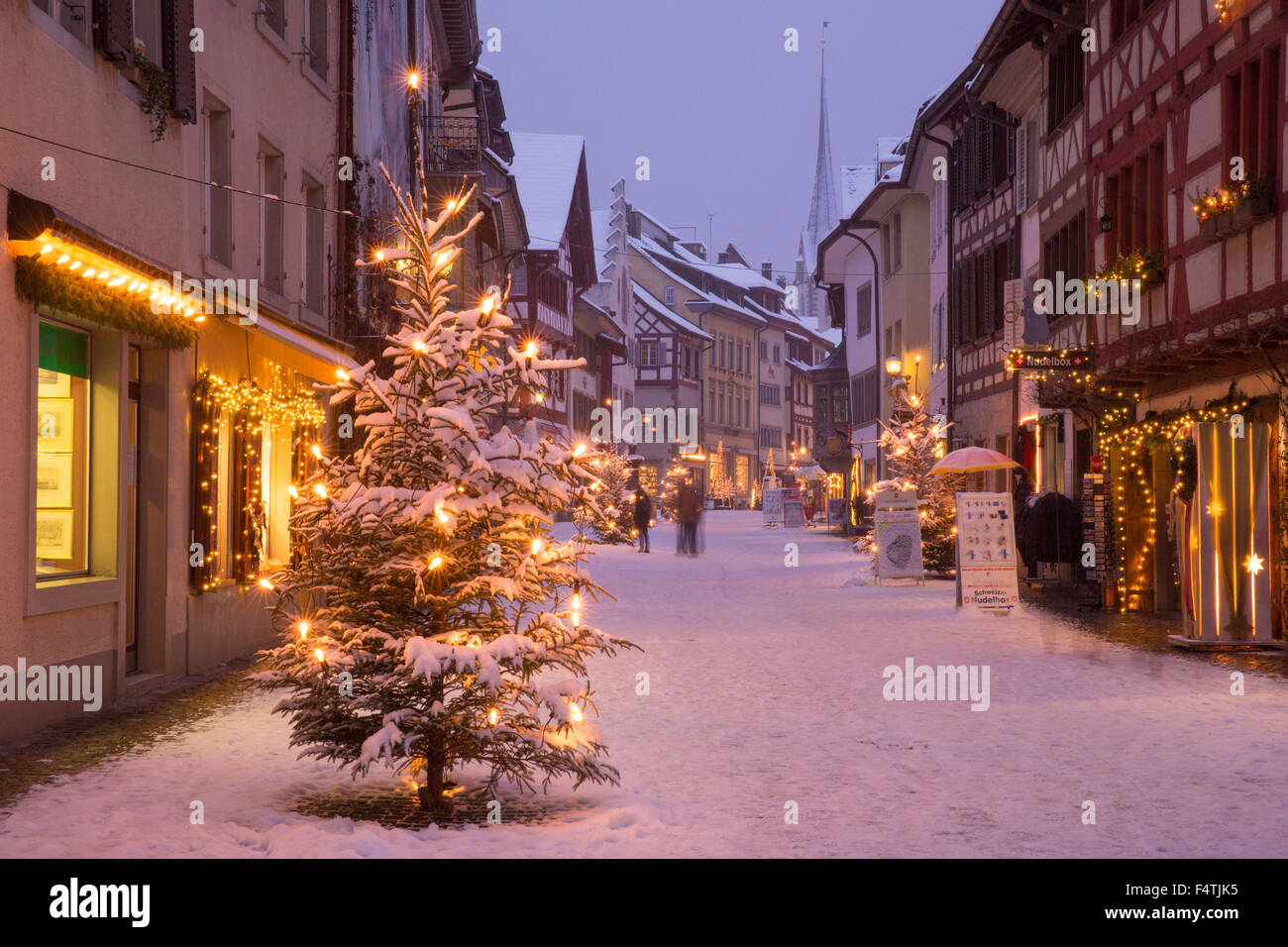 Winter, Stadt, Stein am Rhein, Stockfoto