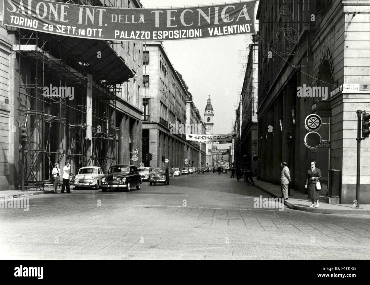 Straßenansicht von Piazza Carlo Felice Rome, Turin, Italien Stockfoto