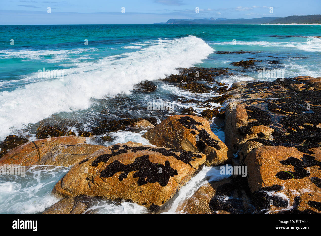 Strände, Australien, Tasmanien, Ostküste, Meer, Küste, Wellen, Felsen, Klippen, Stockfoto