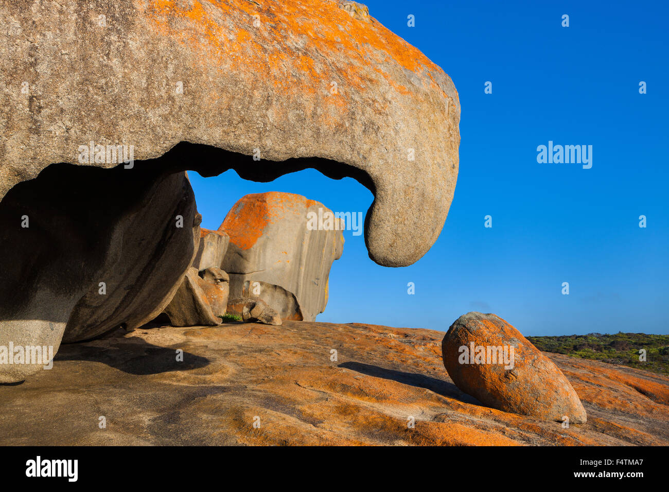 Bemerkenswerte Rock, Australien, Süd-Australien, Kangaroo Island, Flinders Chase Nationalpark, Felsen, Klippe, Flechten Stockfoto