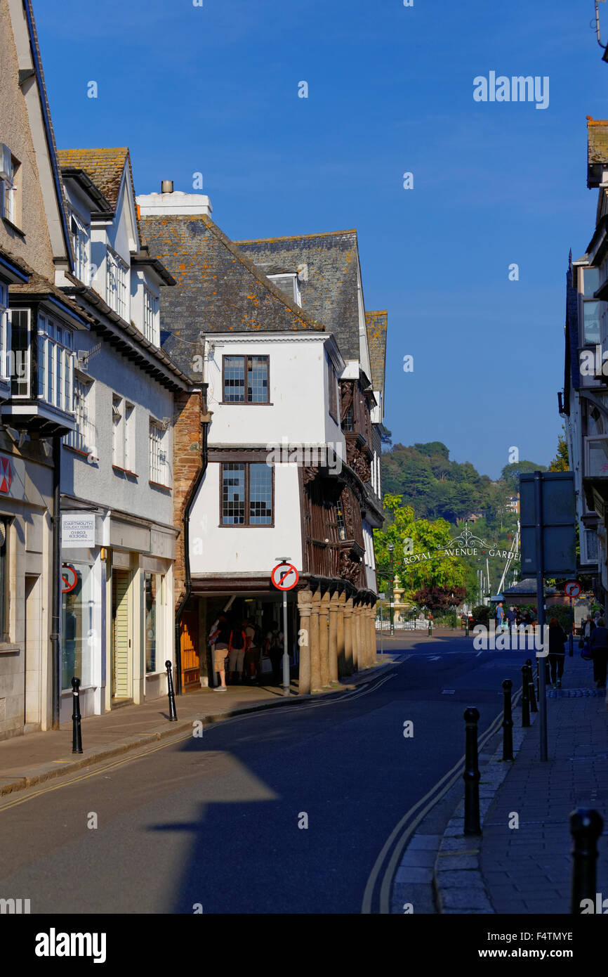 Duke Street in der Innenstadt von Dartmouth Devon, Großbritannien Stockfoto