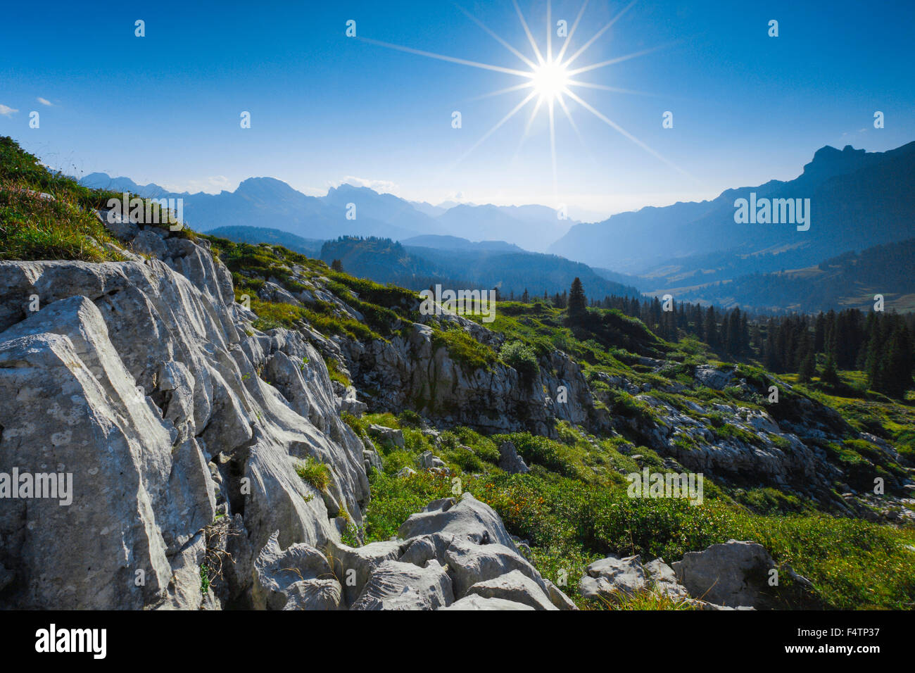 Karst auf dem Pragel Pass, Schwyz, Schweiz Stockfoto