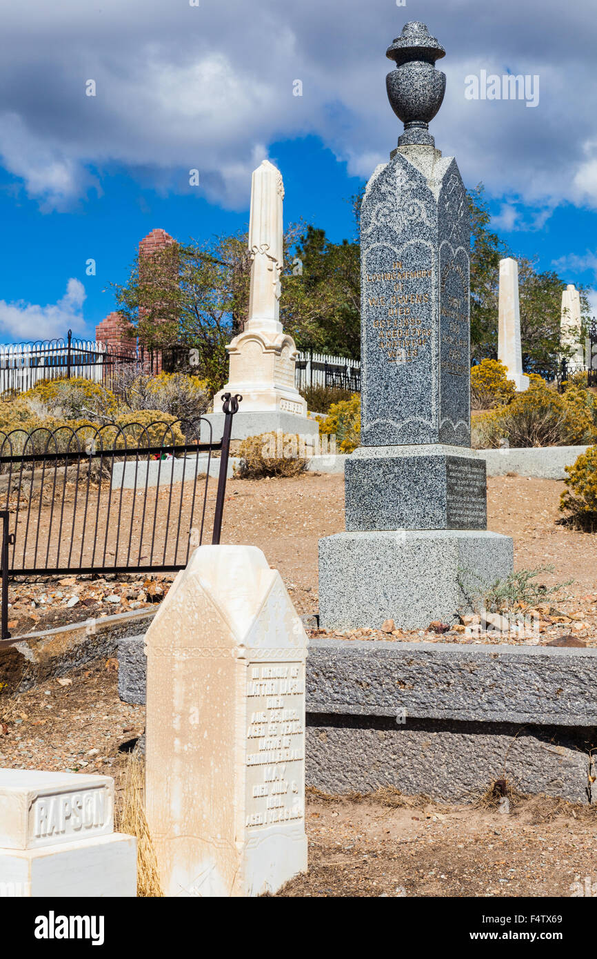 Pionier Friedhof in Virginia City, Nevada, USA Stockfoto