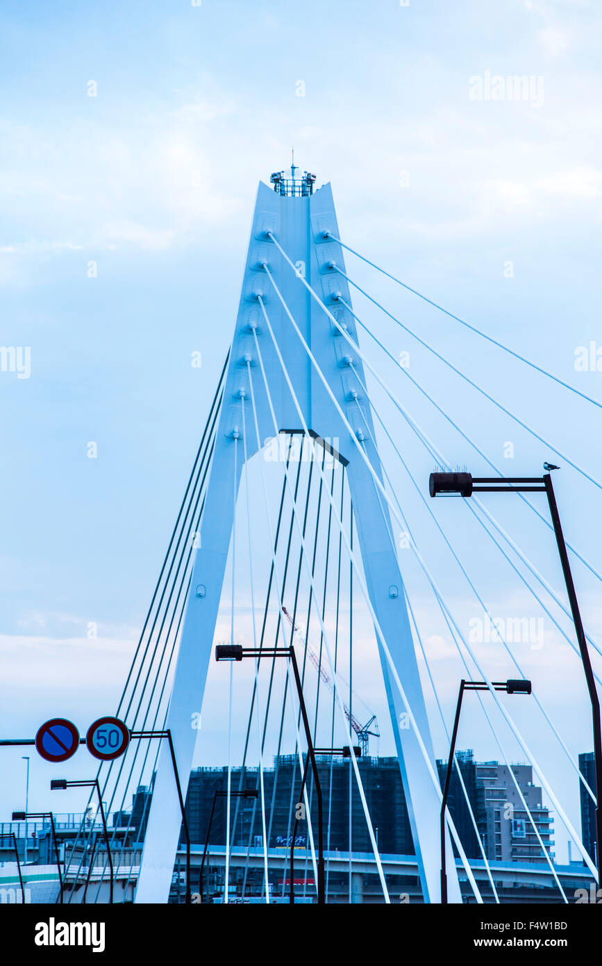 Daishihashi Brücke verbindet über Tamagawa Fluss, Ota-Ku, Tokio und Kawasaki City, Präfektur Kanagawa, Japan Stockfoto