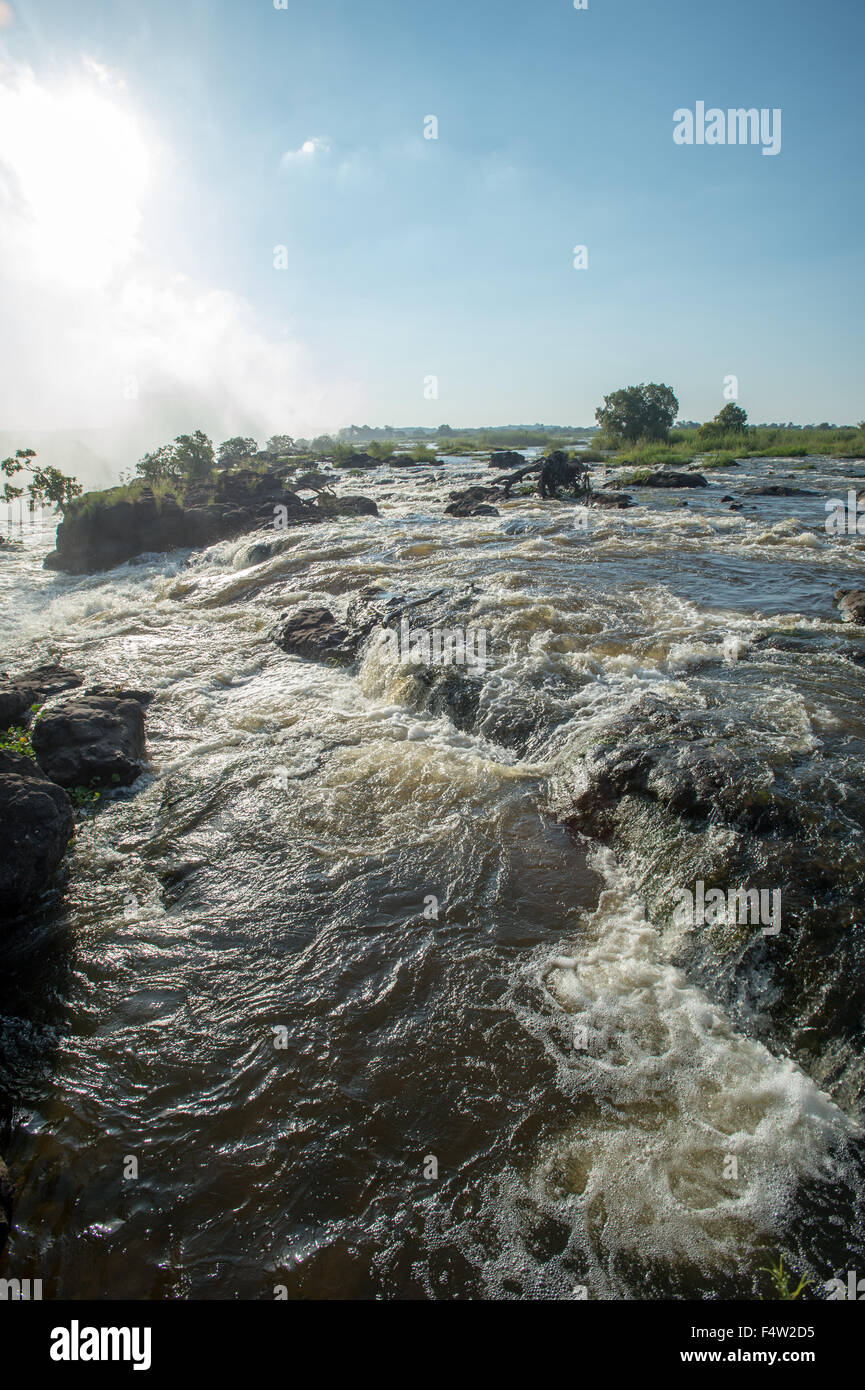 LIVINGSTONE, Sambia - Victoria Falls Wasserfall Stockfoto