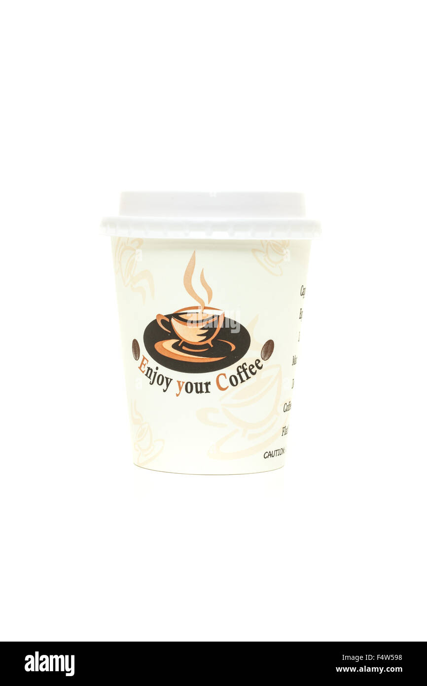 Standard-Kaffee zum mitnehmen. Alle auf weißem Hintergrund Stockfoto
