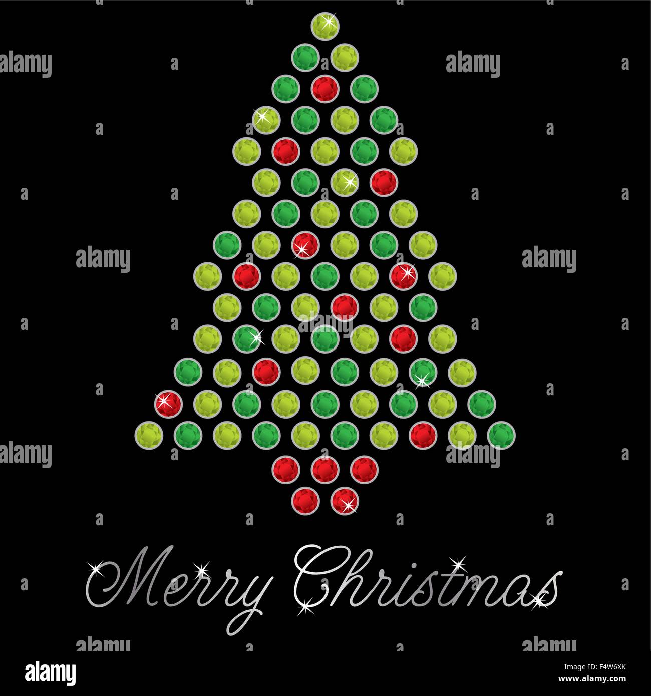 Bling Baum Weihnachtskarte im Vektor-Format. Stock Vektor