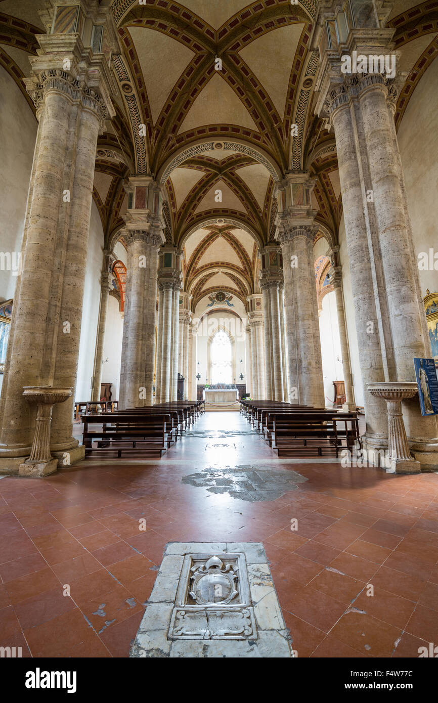 Innenraum der Kathedrale, Pienza, Toskana, Europa Stockfoto