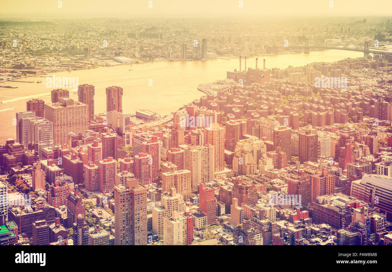 Retro getönten Luftaufnahme von New York City, USA. Stockfoto