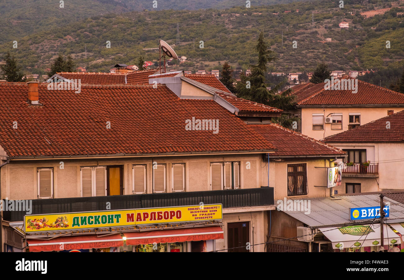Dächer der alten Häuser in Mazedonien Stockfoto