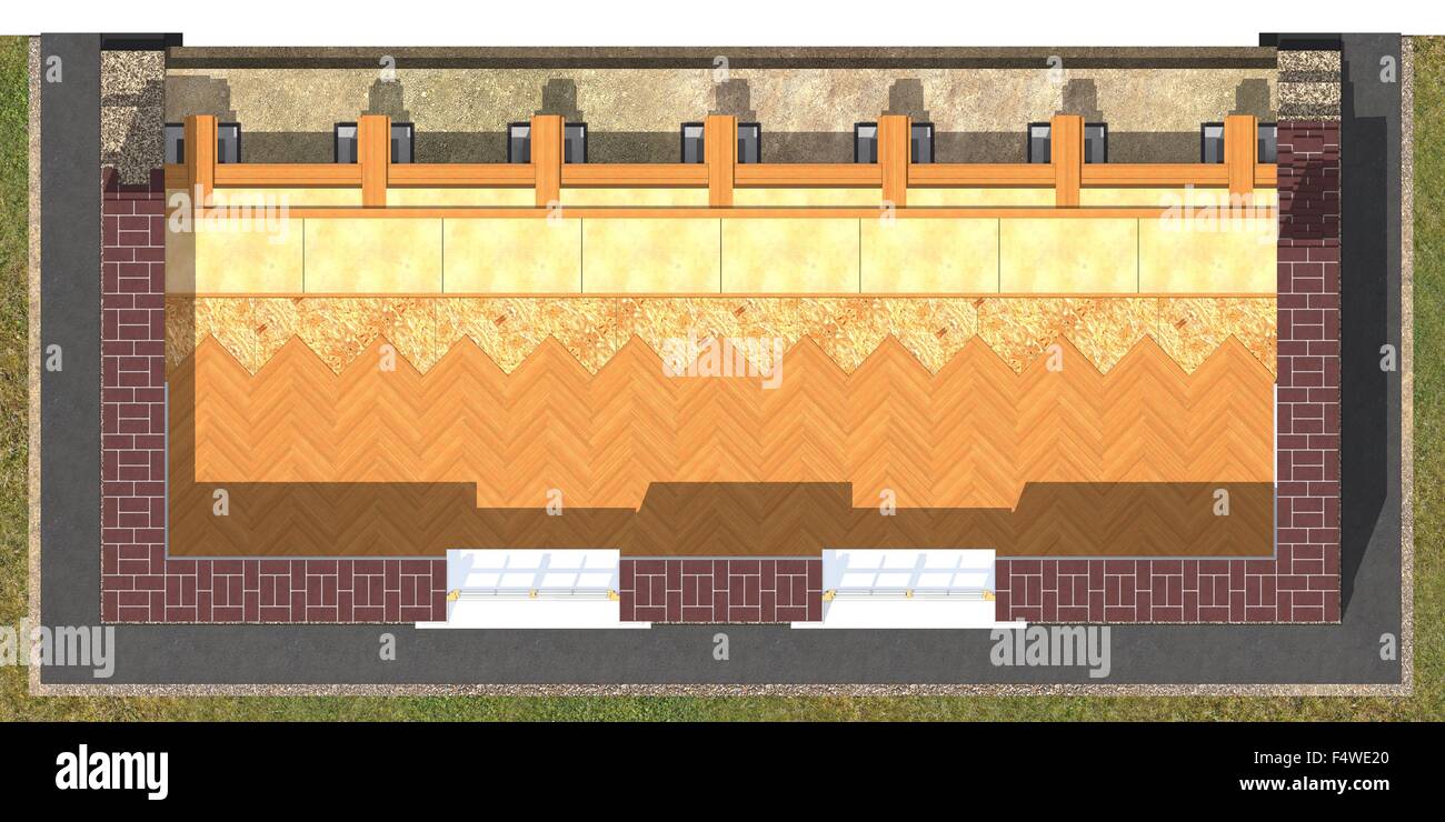 Querschnitt der Backstein-Haus. 3D Architektur-Visualisierung Stockfoto