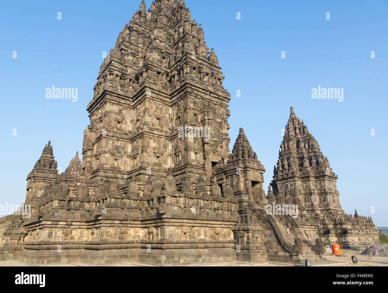 Prambanan-Tempel in der Nähe von Yogyakarta in Zentraljava, Indonesien. Dies ist eine hinduistische Tempelanlage. Stockfoto