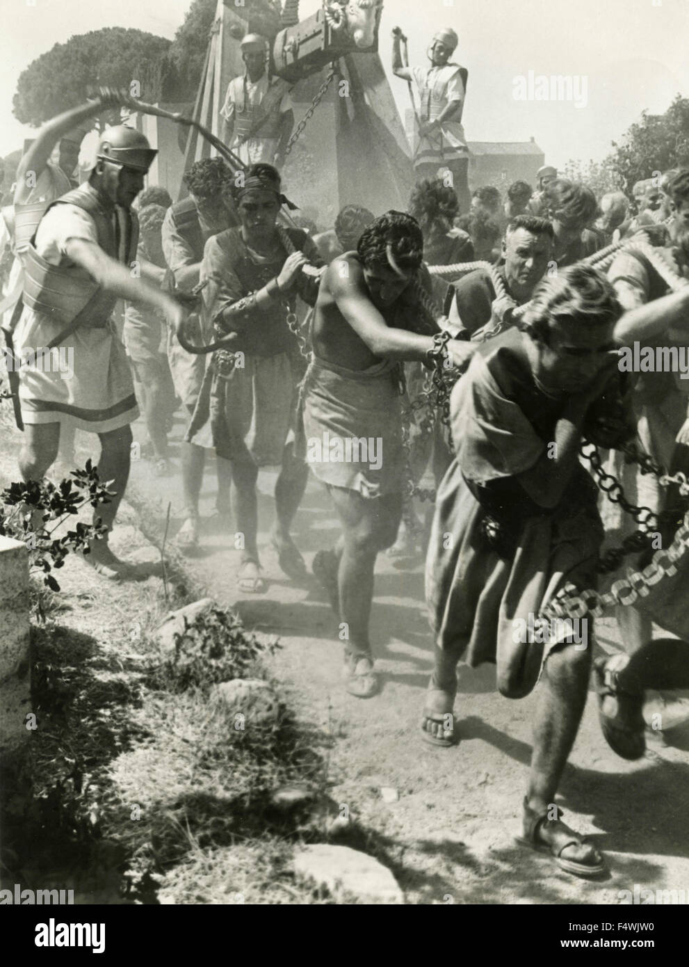 Szene aus einem Film mit Sklaven gepeitscht von den römischen Soldaten Stockfoto