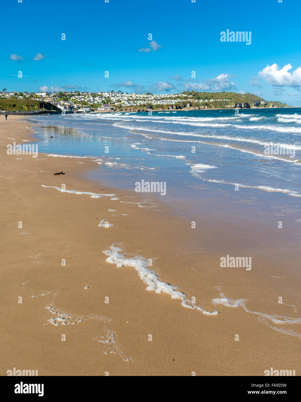 Blick auf Benllech Bay, Isle of Anglesey, North Wales, UK. 12. Oktober 2015 übernommen. Stockfoto