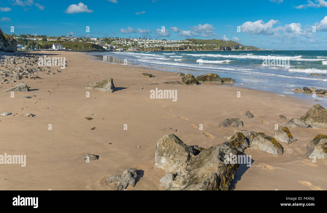 Blick auf Benllech Bay, Isle of Anglesey, North Wales, UK. 12. Oktober 2015 übernommen. Stockfoto