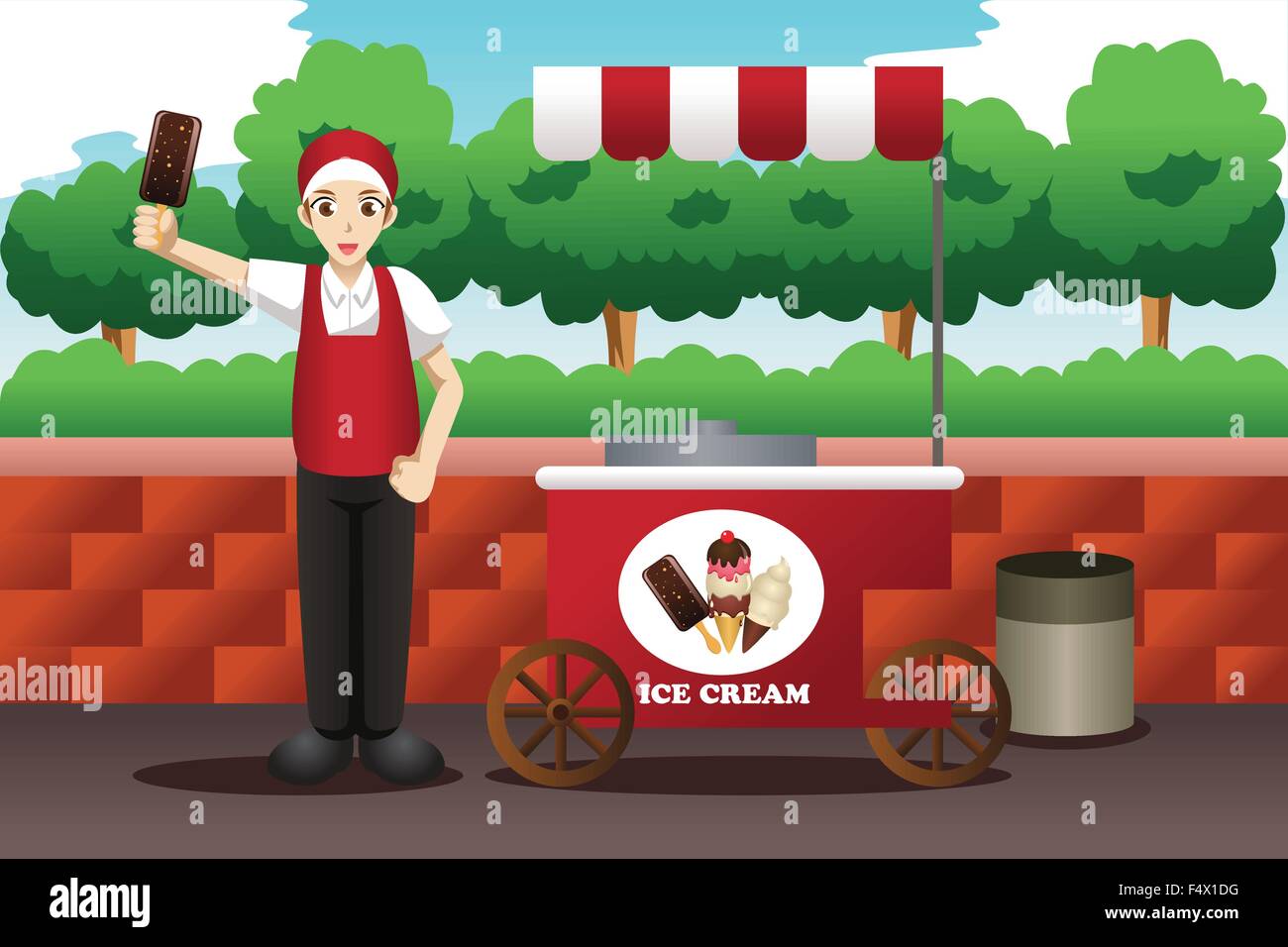 Eine Vektor-Illustration der Eisverkäufer Stock Vektor