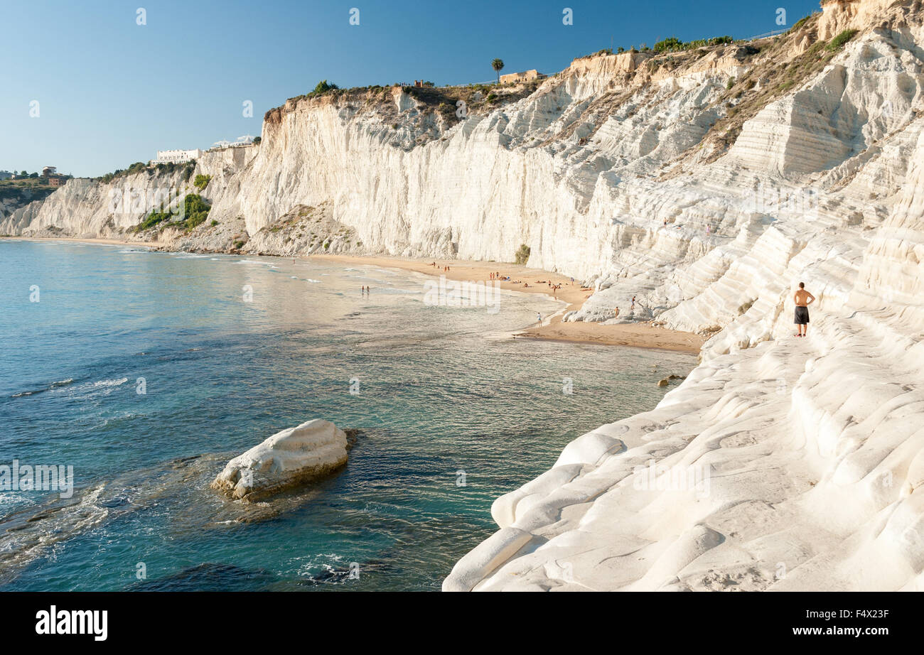 Die weiße Klippe namens "Scala dei Turchi" in Sizilien, in der Nähe von Agrigento Stockfoto