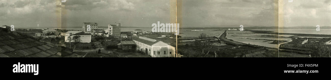 Panorama-Fotografie mit der Technologie der 30er Jahre, am Meer, Italien Stockfoto