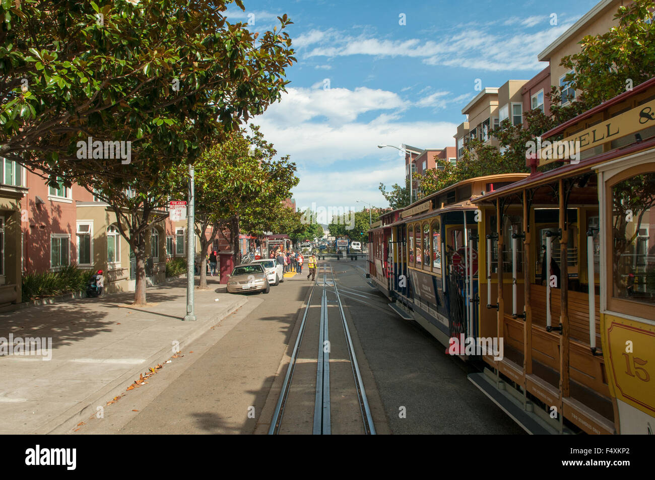 Powell und Market Street Cable Cars, San Francisco, Kalifornien, USA Stockfoto