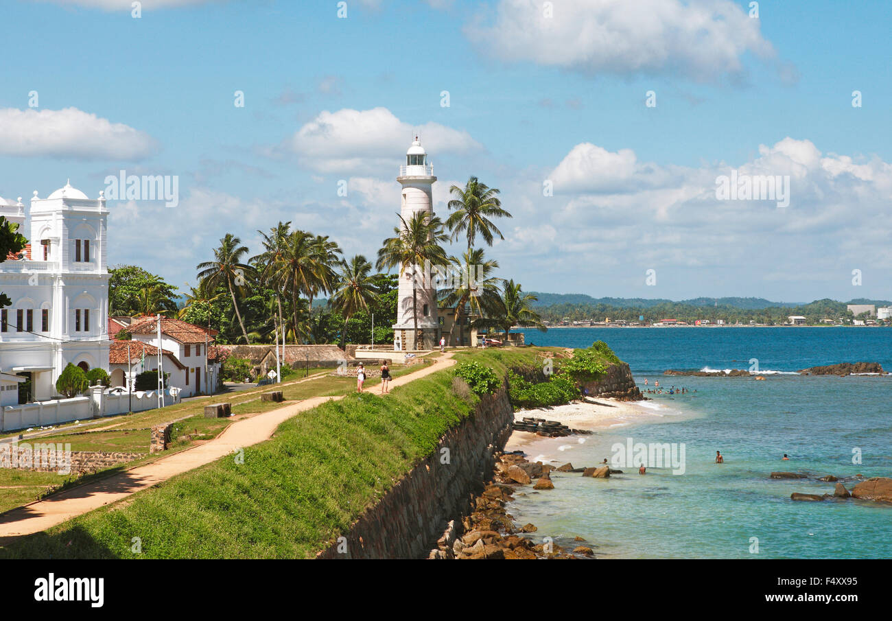 Leuchtturm, Festung Galle, Galle, Südprovinz, Indischer Ozean, Ceylon, Sri Lanka Stockfoto