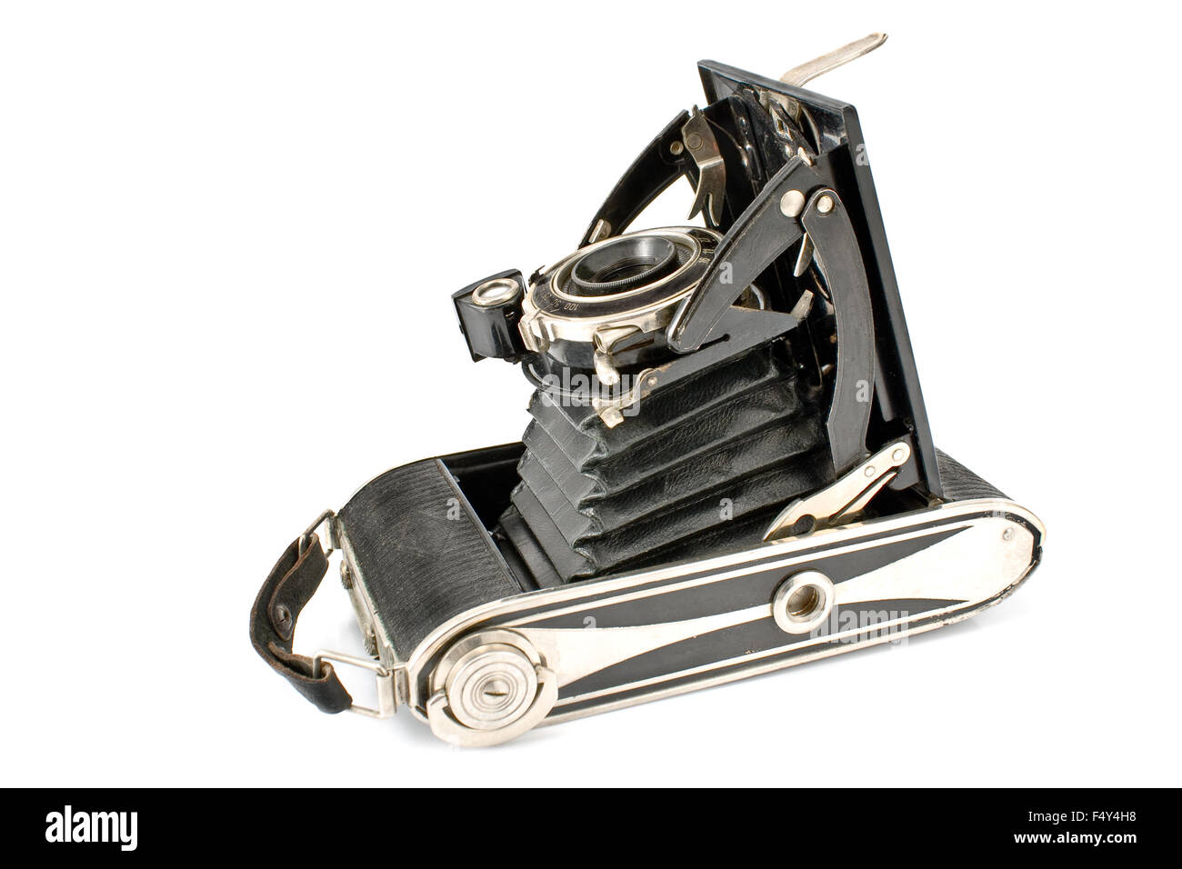 Antikes altes Foto Kamera isoliert auf weiss Stockfoto