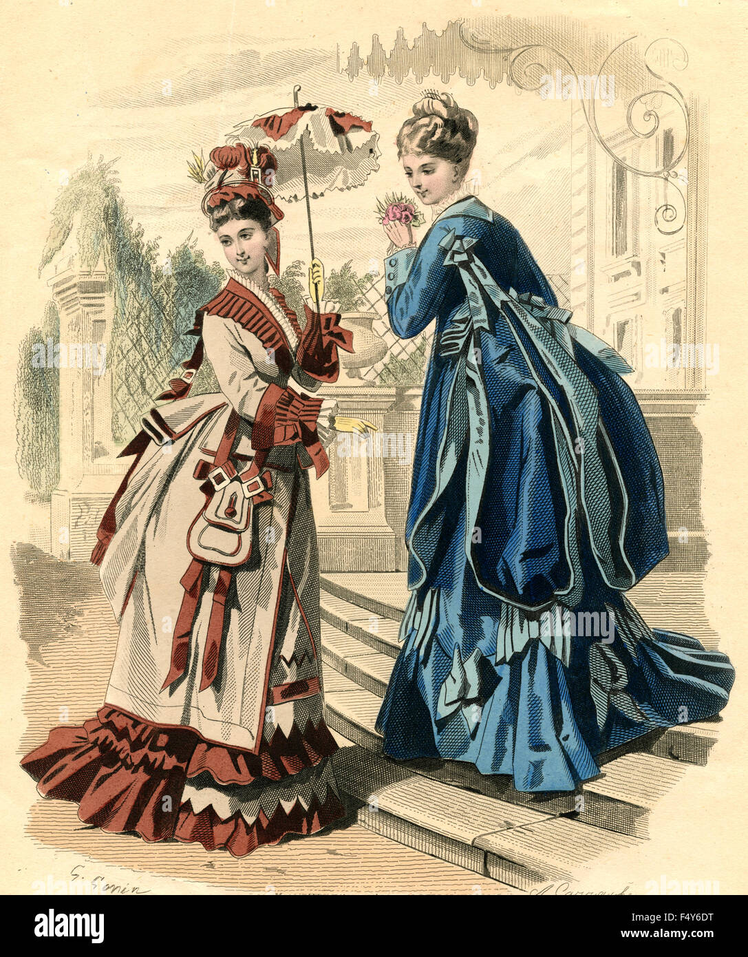 Mode-Illustration: Französin am Ende des 1800 Stockfoto