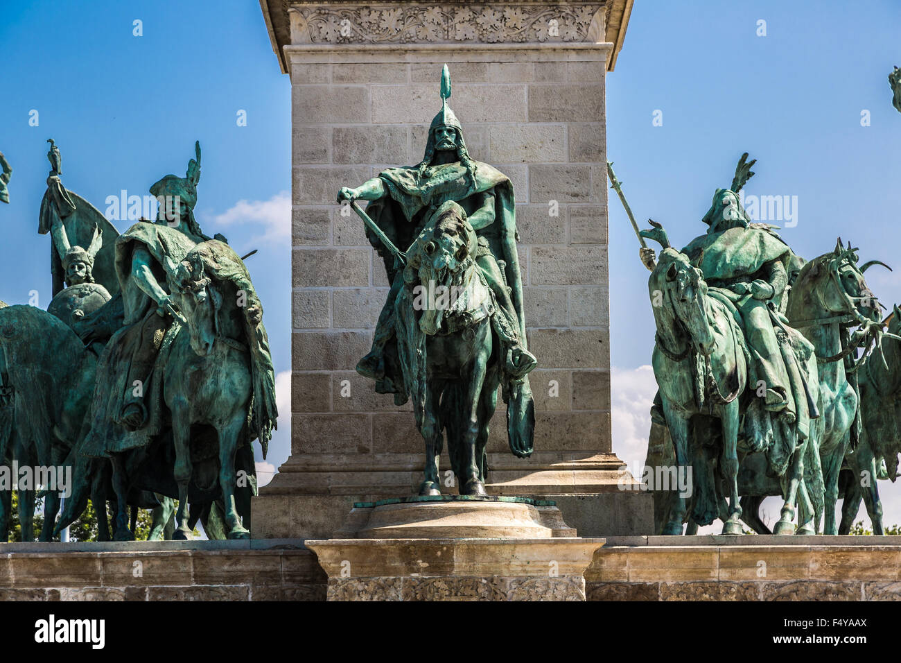 Heldenplatz in Budapest, ein Platz der ungarischen Könige gewidmet Stockfoto