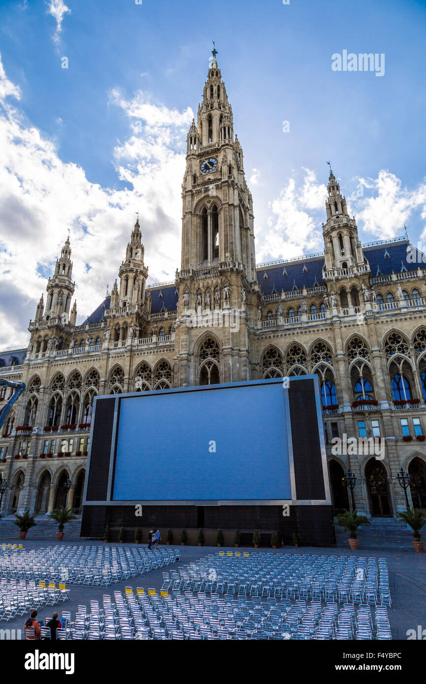 Wien - 22 Juli: Das Rathaus ist ein Gebäude in Wien dient als Sitz der Bürgermeister und Stadtrat der Stadt Stockfoto