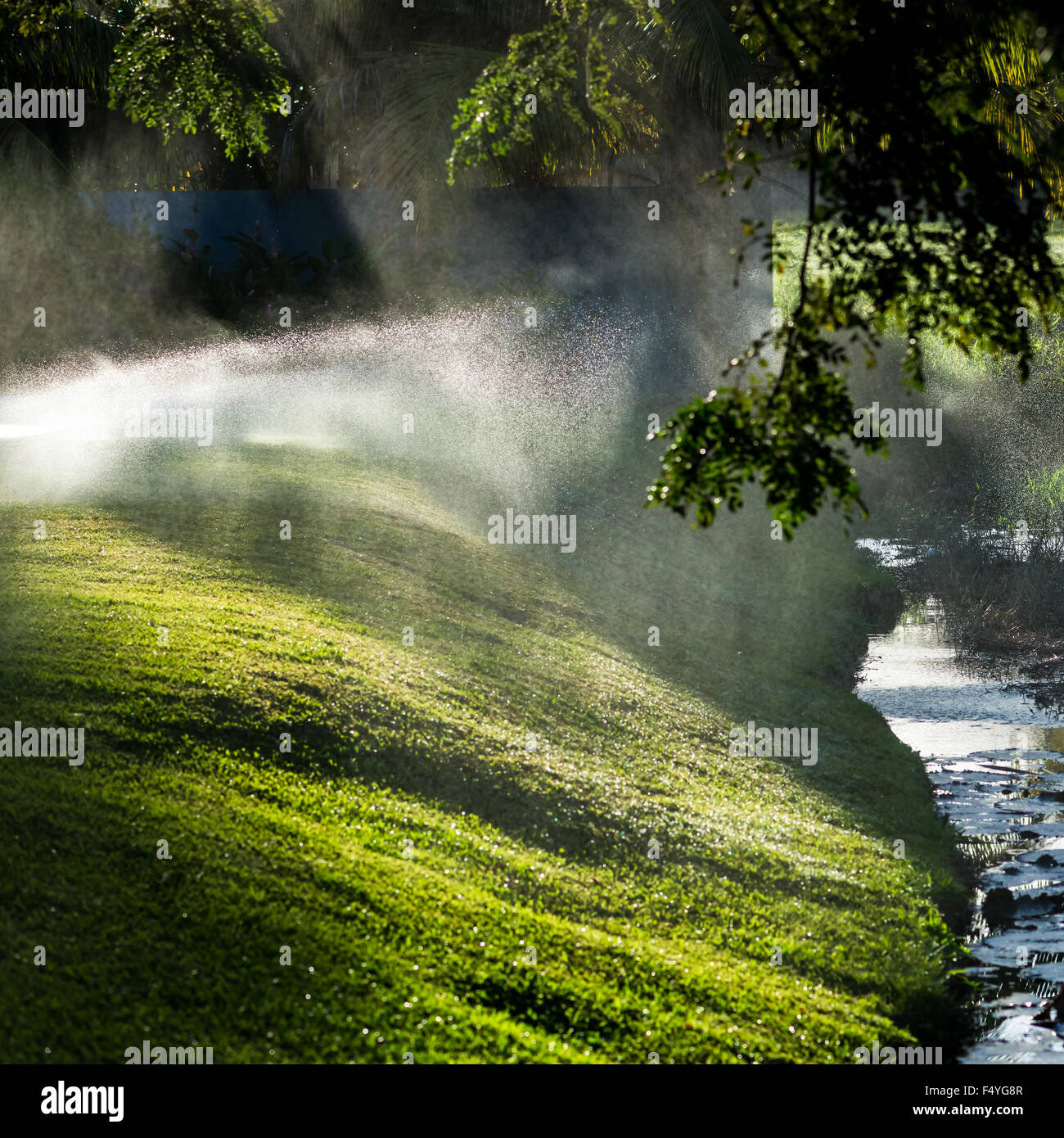 Outdoor-Garten Instandhaltung Rasensprenger Bewässerung quadratische Stockfoto