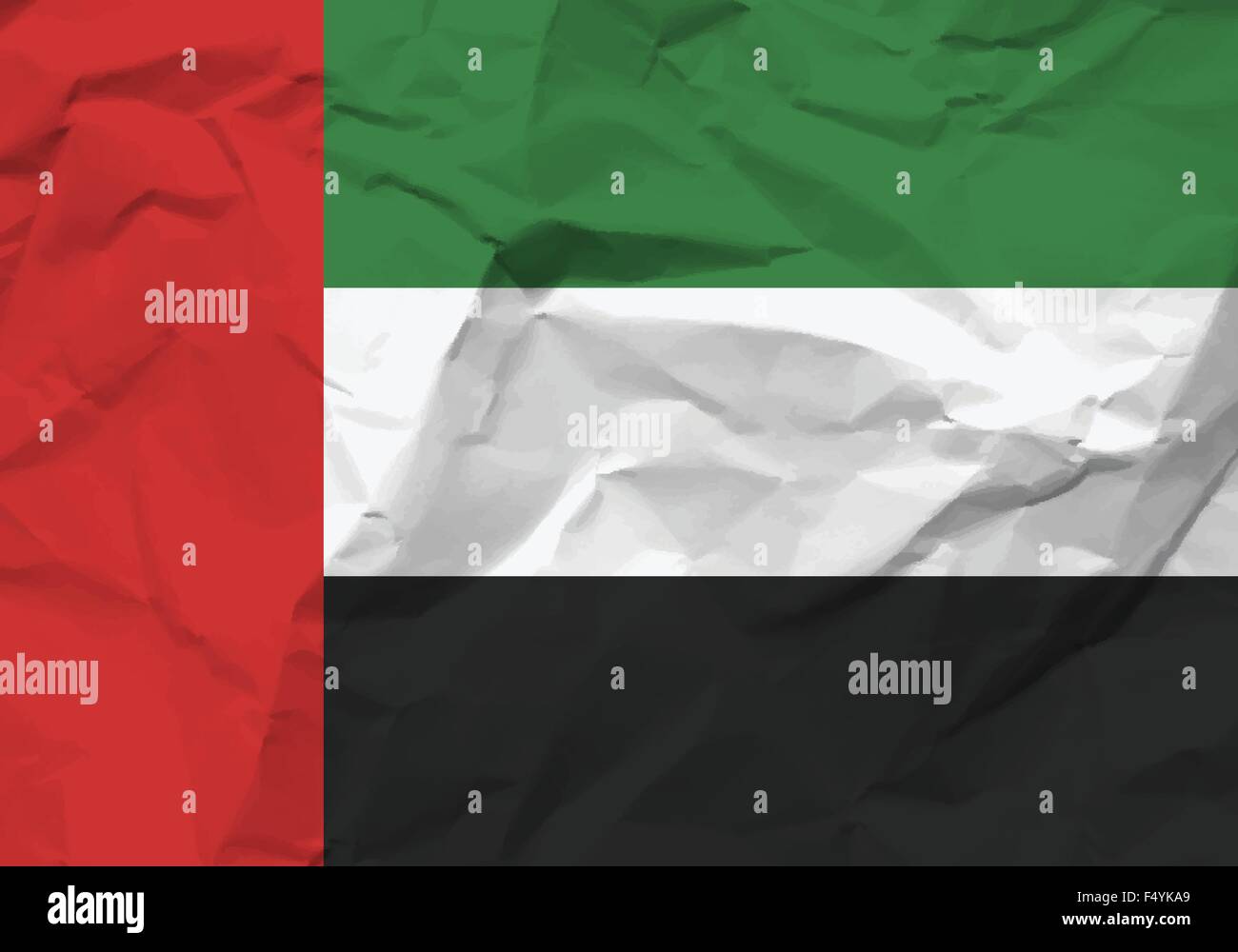 Zerknittertes Papier Flagge der Vereinigten Arabischen Emirate strukturierten Hintergrund. Vektor-Illustration. Stock Vektor