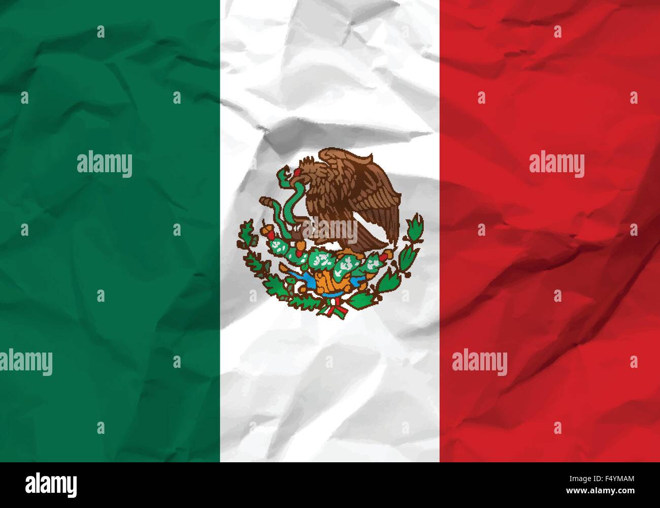 Zerknittertes Papier Mexiko Flagge strukturierten Hintergrund. Vektor-Illustration. Stock Vektor