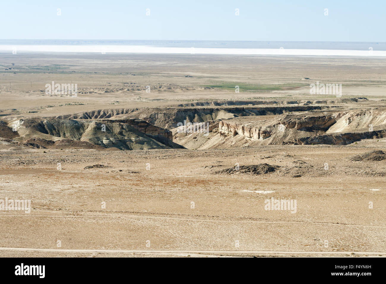 Oberfläche, Karagiye, Aussicht, Natur, outdoor, Gelände, Kasachstan, Landschaft, Rusty, Wildnis, Horizontal, Bild, Mangyschlak, Scen Stockfoto