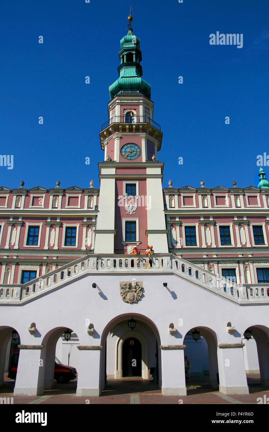 Rathaus am Marktplatz, Zamosc, Polen Stockfoto