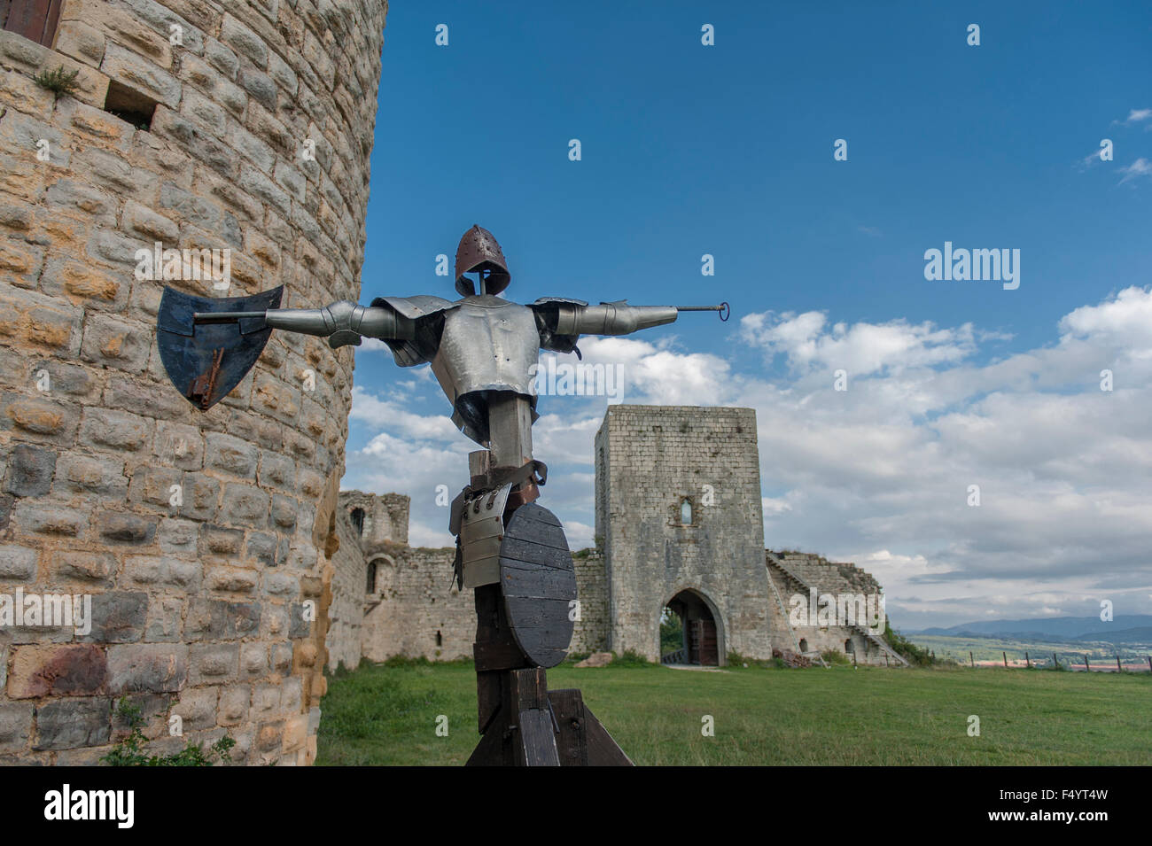Château Puivert, eine beeindruckende Burg der Katharer in Aude, Languedoc, Frankreich Stockfoto