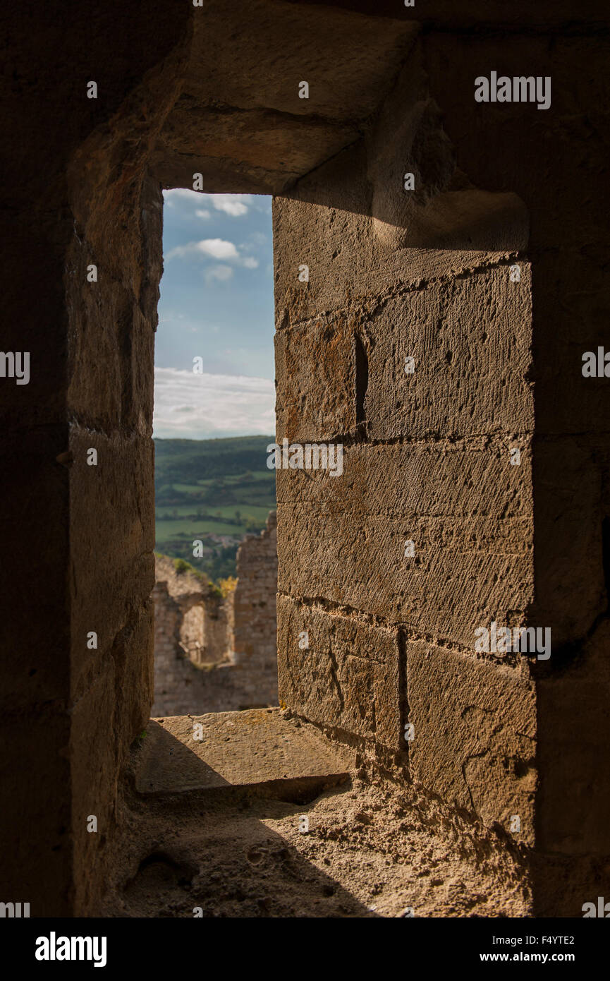 Château-de-Nazareth, eine eindrucksvolle Katharerburg im Departement Aude, Frankreich Stockfoto