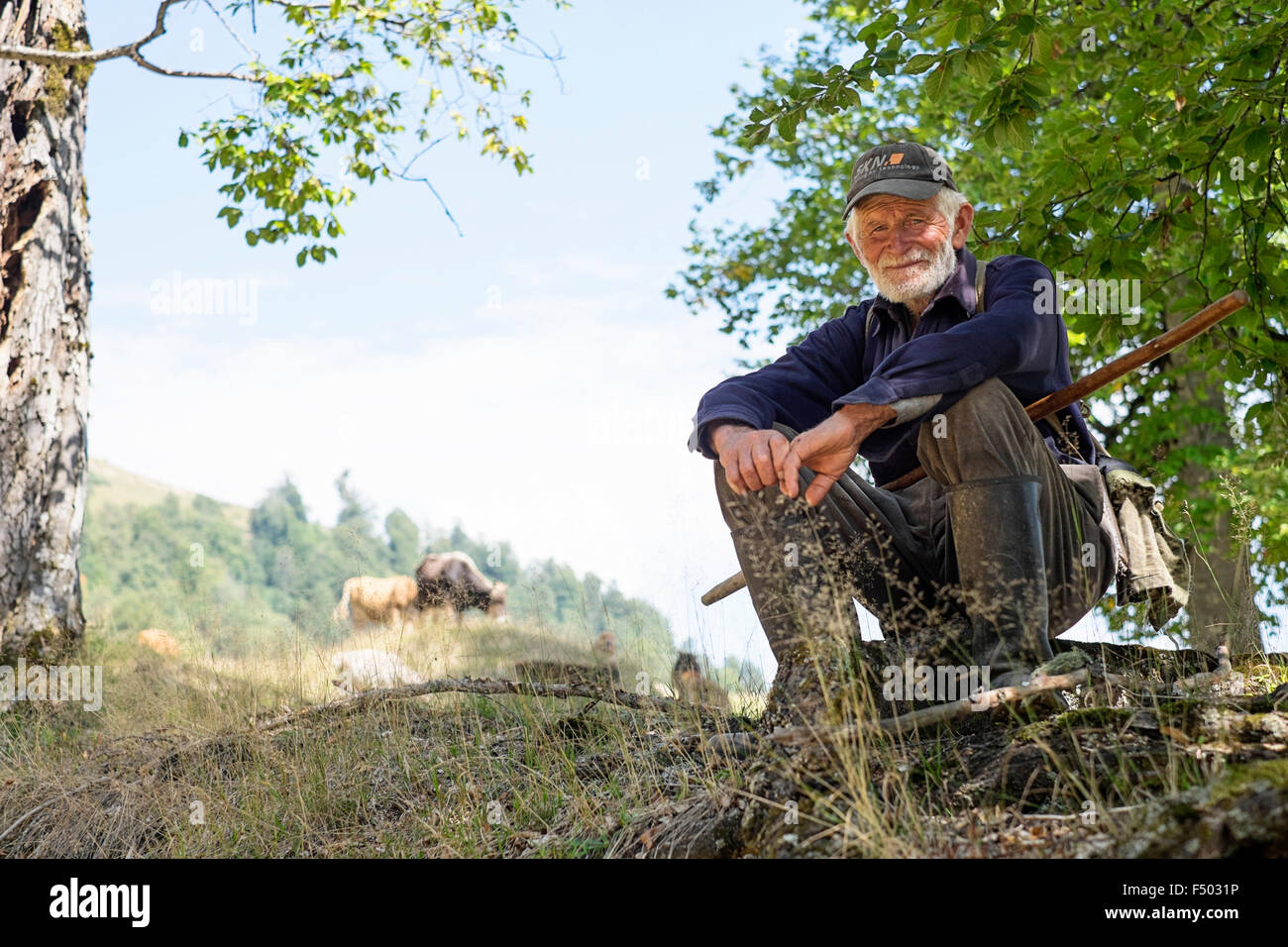 Porträt von einem Berg Herder in der Nähe von Tbatan, Kaukasus, Georgien, Asien Stockfoto