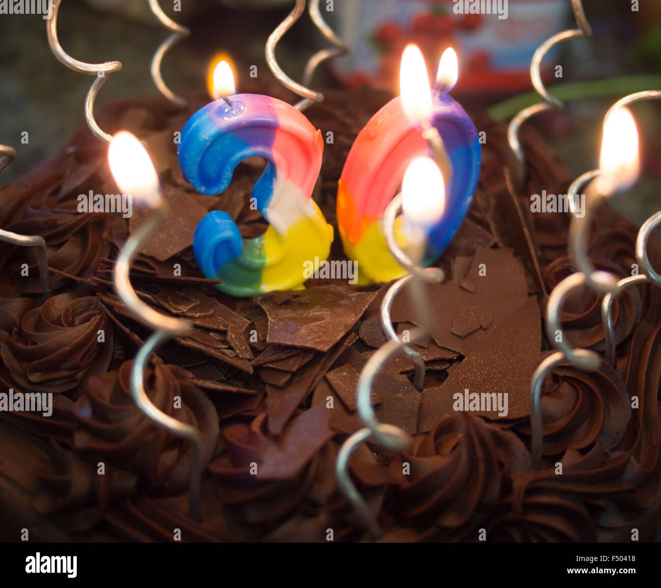 30. Geburtstag party, Kuchen und Kerzen Stockfoto