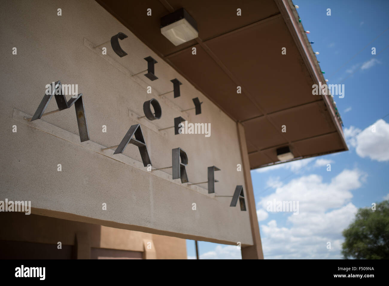 Stadt von Marfa Zeichen in Marfa, Texas Stockfoto
