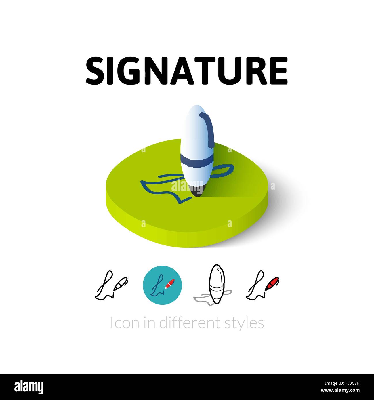 Signatur-Symbol im anderen Stil Stock Vektor
