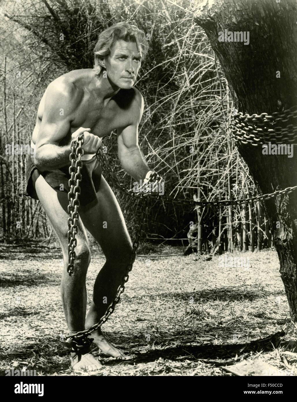 Der Schauspieler Jock Mahoney in einer Szene aus dem Film "Tarzan geht nach Indien", USA Stockfoto