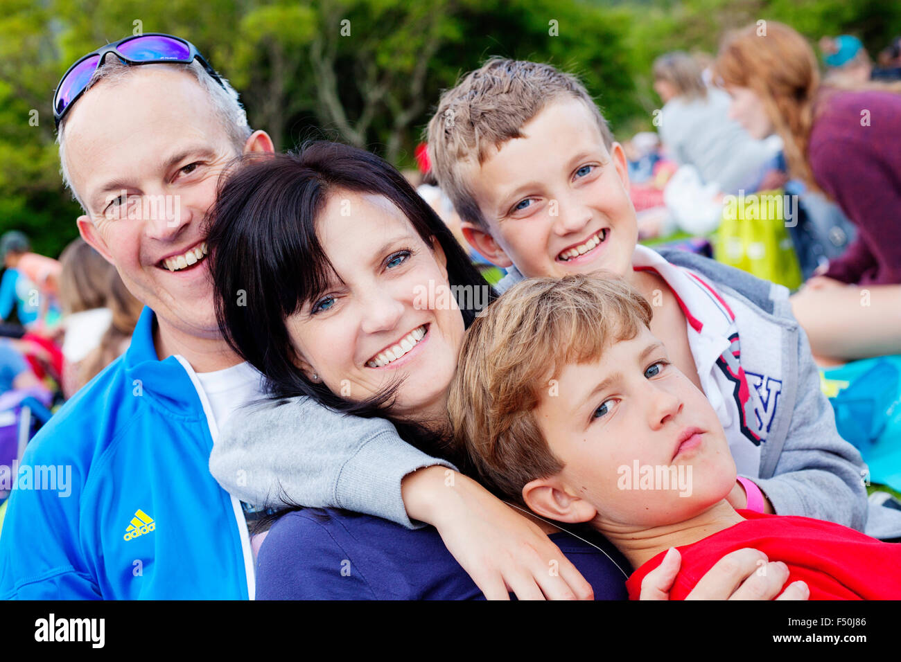 Glückliche Familie Kirstenbosch Gärten genießen Stockfoto