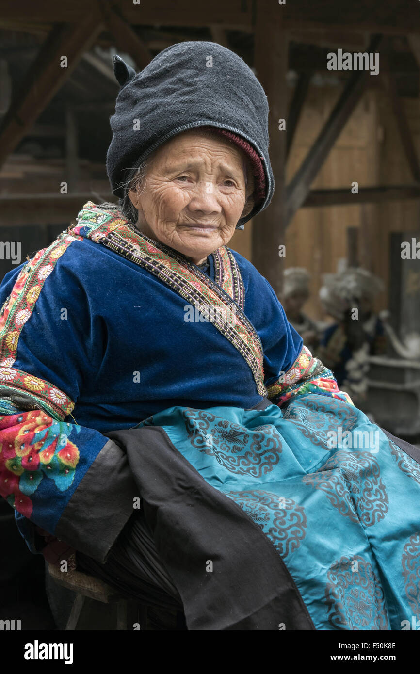 Erinnerung an Dingen vorbei, Dorf ältere, Langde Shang Miao Dorf, Guizhou Provinz, China Stockfoto