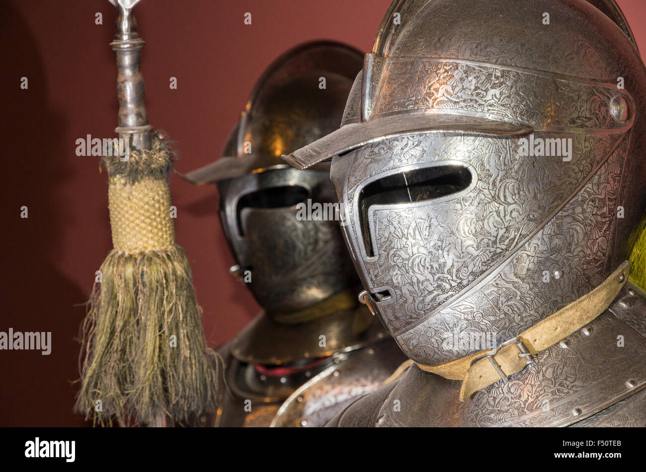 Rüstungen in der Ausstellung der sächsischen Rüstkammer im Kennel Stockfoto