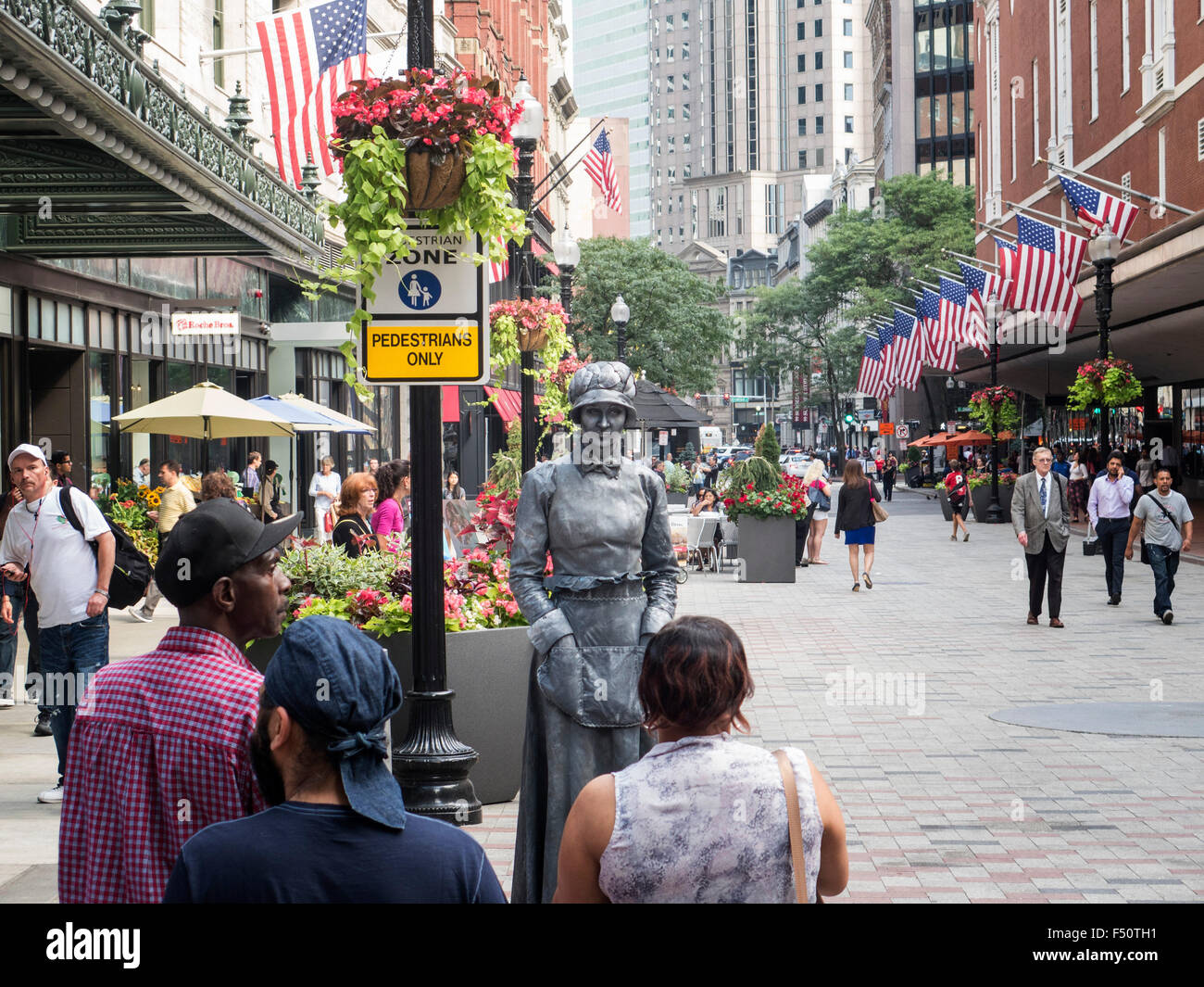 MIME erklingt in Downtown Crossing; Boston Stockfoto
