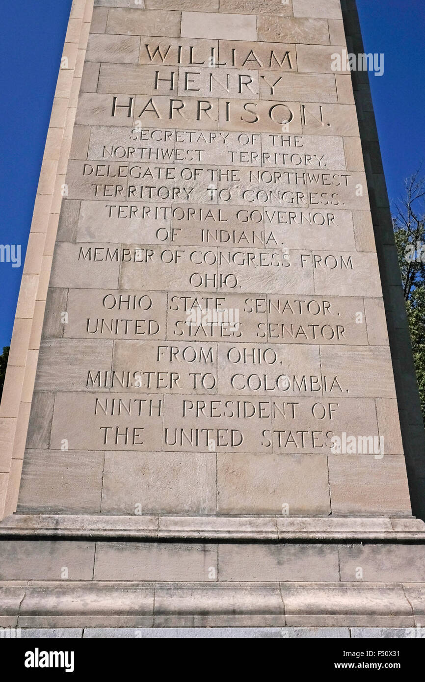 Denkmal am Grab von Präsident William Henry Harrison, North Bend, Ohio Stockfoto