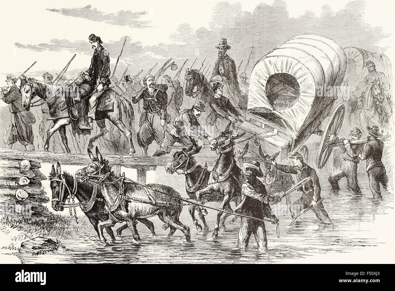 Die Armee des Potomac - Szene an der Kreuzung der Kessel laufen Stockfoto