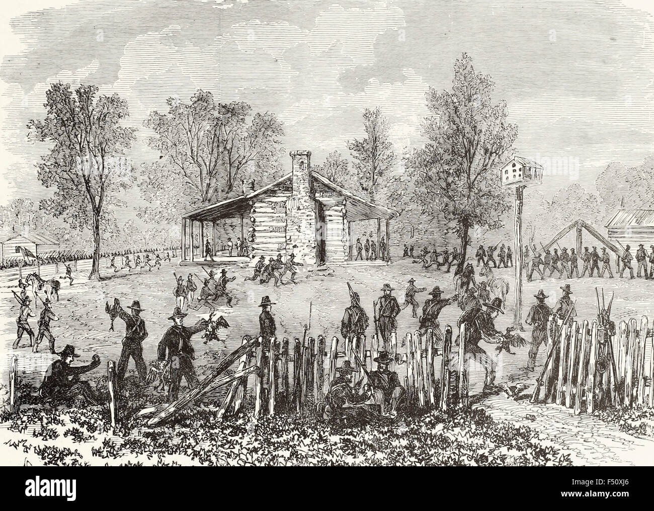 Der Krieg im Mississippi - McPherson Truppen auf Nahrungssuche im Hauptquartier der konföderierten General Whitfield - USA Bürgerkrieg Stockfoto